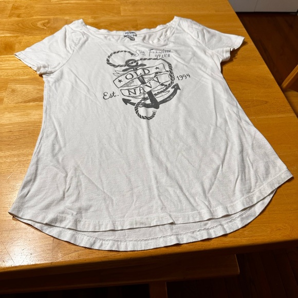 Old Navy White Anchor Graphic Tee sz L - Picture 1 of 5